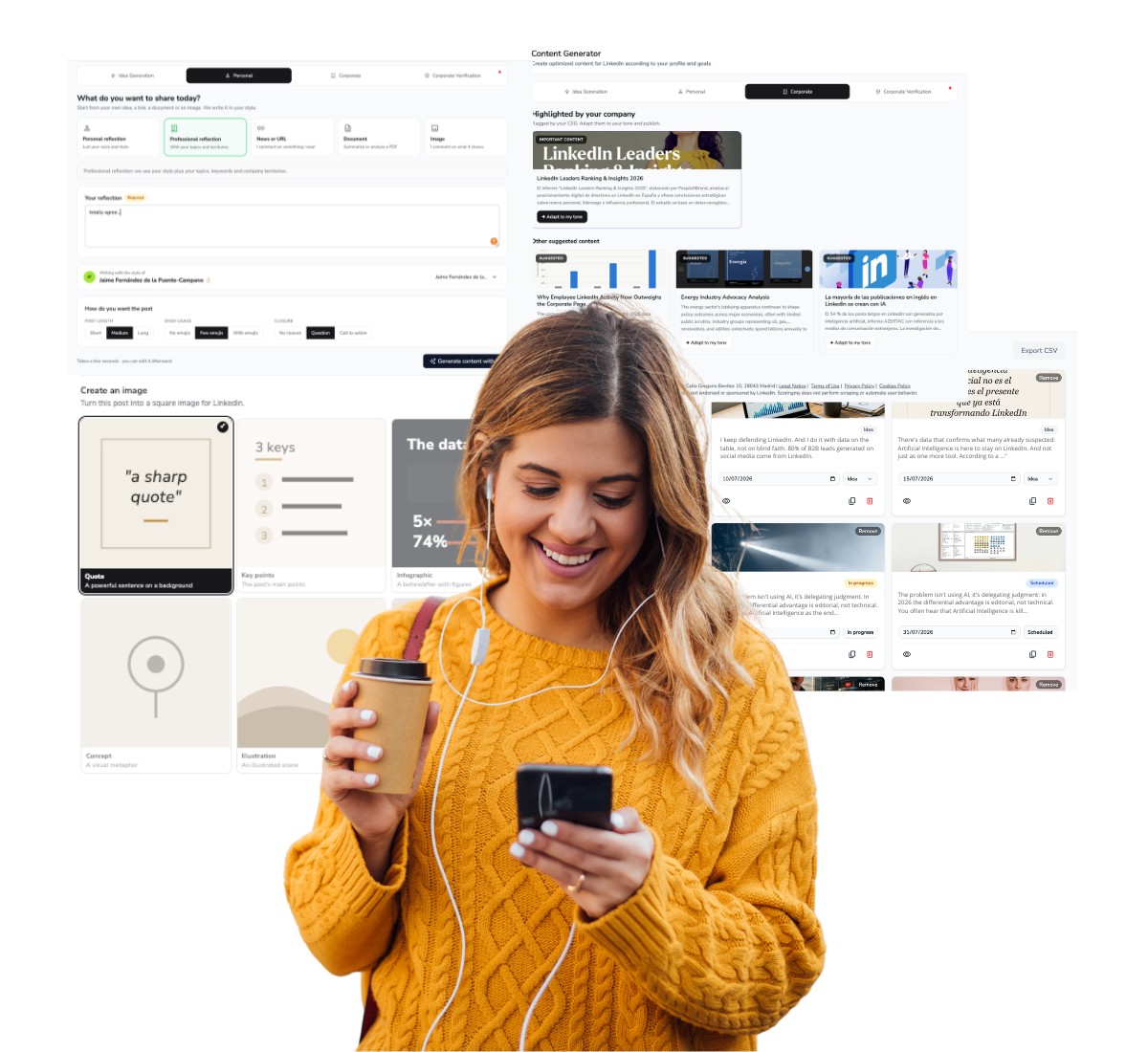 Scoringmy platform: analytics, leaderboard, content generator and ambassador scoring on LinkedIn