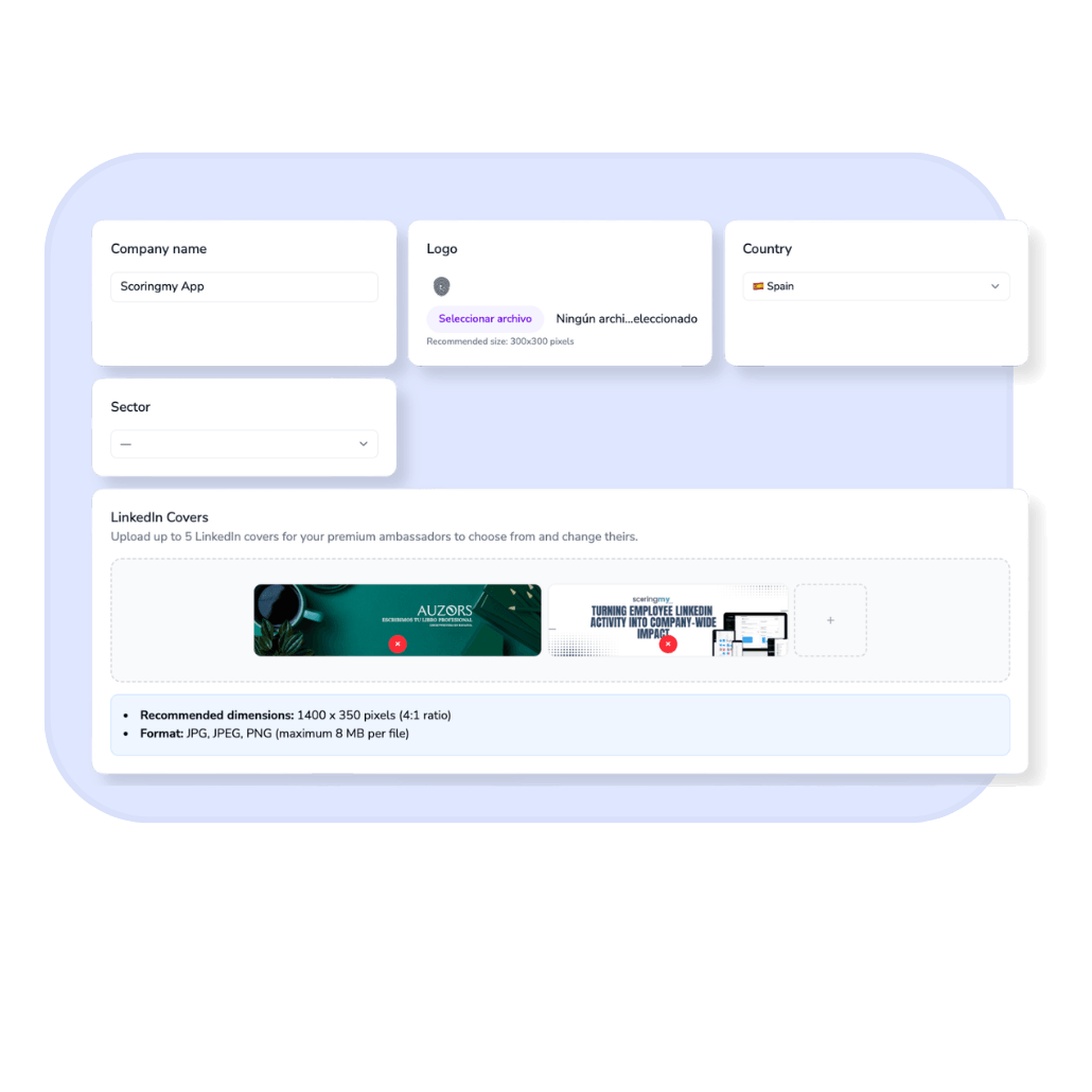 configuracion empresa - employee branding - scoringmy EN